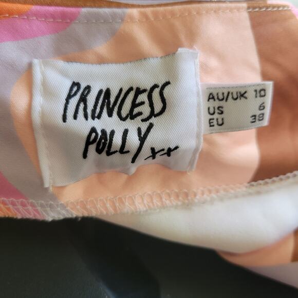 Princess Polly 70s aesthetic maxi skirt, retro pink white & orange print, size 6 - Picture 4 of 4
